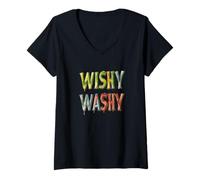 Womens Colorful Wishy Washy Speech Costume V-Neck T-Shirt