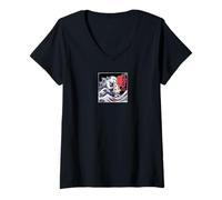 Women's Colossal Chew Kaiju Beaver Pizza Monster Japan Art V-Neck T-Shirt