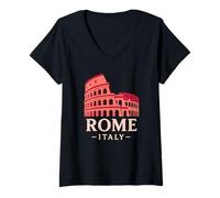 Womens Colosseum Rome Italy Architecture History Vibes Minimalist V-Neck T-Shirt