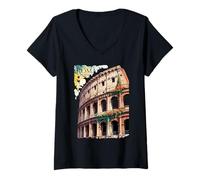 Women's Colosseum Vacation Roma Aeterna Vibes V-Neck T-Shirt