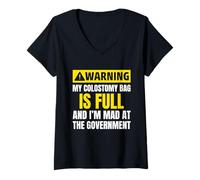 Womens Colostomy Bag Mad At The Government Cringe Terrible Awful V-Neck T-Shirt