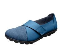 Women's Colour Block Cross Strap Flat Loafers Adjustable Soft Sole Faux Leather Casual Shoes - Non Slip Comfortable Walking Flats Arch Support for Office Travel Daily Errands Wear Light Blue