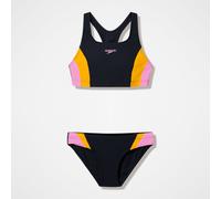 Speedo Women's Colour Block Splice Bikini Set Swimming Costume Black Size 42" Approx UK 18