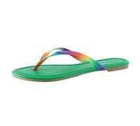 Women's Coloured Red Non-Slip Rubber Soles, Worn Outside the Beach, Flip Flops for Casual Lightweight Slippers, Women's Shoes, Lace-Up Shoes, Non-Slip Flip Flops, Green, 5 UK