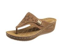 Women's Coloured Red Non-Slip Rubber Soles, Worn Outside the Beach, Flip Flops for Casual Lightweight Slippers, Women's Shoes, Lace-Up Shoes, Non-Slip Flip Flops, brown, 4.5 UK
