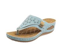 Women's Coloured Red Non-Slip Rubber Soles, Worn Outside the Beach, Flip Flops for Casual Lightweight Slippers, Women's Shoes, Lace-Up Shoes, Non-Slip Flip Flops, lightblue, 4.5 UK