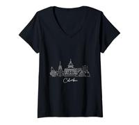 Womens Columbia South Carolina Skyline US Travel Souvenirs V-Neck T-Shirt