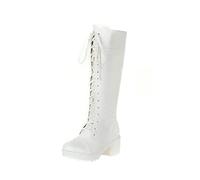 Womens Combat Boots Platform Gothic Boots Lace up Chunky Tactical Wedge Booties Slip-On Windbreak Motorcycle Bike Riding Shoes Suitable for Party Business Work Dance Date Night Club