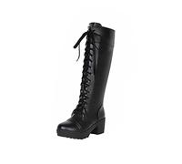 Womens Combat Boots Platform Gothic Boots Lace up Chunky Tactical Wedge Booties Slip-On Windbreak Motorcycle Bike Riding Shoes Suitable for Party Business Work Dance Date Night Club