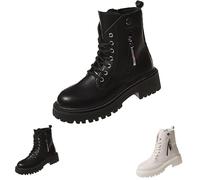Womens Combat Boots Womens Chunky Platform Boots Zip Up Durable Army Boot Outdoor Training Boot Lace Up Ladies Booties Non Slip Hiking Bootie Motor Biker Bootie Lightweight Walking Booties