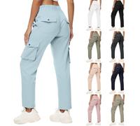 Women'S Combat Trousers - Womens Cargo Trousers & Solid Color Workout Pants With Multi Pockets Casual High Waist Hiking Walking Pants Straight Leg Sweatpants Lightweight Jogging Bottoms