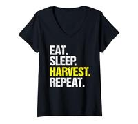 Women's Combine Operator Eat Sleep Routine V-Neck T-Shirt