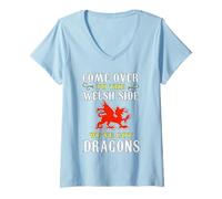 Womens Come Over to The Welsh Side We've Got Dragons V-Neck T-Shirt