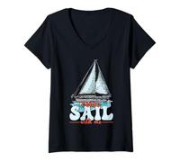 Womens Come Sail with Me Sailor Sail Captain V-Neck T-Shirt