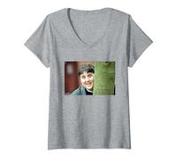 Womens Comedian Peter Kay Peeping from Behind Tree Phoenix Nights V-Neck T-Shirt