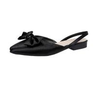 Women's Comfort Ankle Strap Flat Sandals Women's Baotou Sandals French Pointed Shallow Mouth Thick Heel Hollow Bow Small Fragrant Wind Single Shoes Tan Wege Sandal Ladies Wide Fit (Black,38)