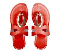 Women's Comfort Ankle Strap Flat Sandals Women'S Beach Sandals Hollow Casual Slippers Flat Shoes Gold Strappy Woman Sandal Shoes Size 7 (Red,6)
