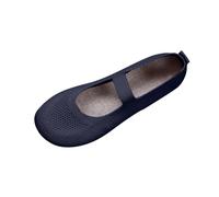 Women's Comfort Ballet Flats Strap Comfort Casual Mary Jane Shoes Buckle Strap Round Toe Knit Dolly Pumps Breathable Woven Shoes Blue