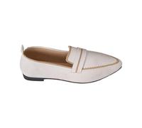 Women's Comfort Breathable Knit Crochet Shoes Pointed Toe Ballet Flat Shoes Women Slip On Close Toe Dress Shoe Lightweight Walking Shoe (White, 6.5)