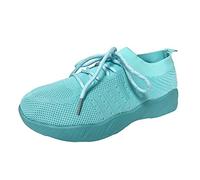 Women's Comfort Chic Trainers Breathable Sneakers - Plain Mesh Round Toe Sneakers Elegant Lightweight Sneakers Modern Casual Shoes for Urban Wear, blue, 6.5 UK
