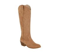 Women's Comfort Classic Western Cowboy Cowgirl Boots, Fashion Faux Suede Knee High Boots, Halloween Festival Rave Victorian Boots,Brown,37
