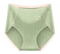 Womens Comfort Cotton Panties Seamless Soft Briefs Womens High Waist Seamless Tummy Pure Cotton Brief Ladies Underwear Packs Full Briefs (Green, M)