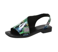 Women's Comfort Extra Wide Fit Flat Sandals Women‘s Summer New Large Size Fish Head Square Head Hollow Back Europe And The States Fashion Thick With Black Sandals for (Camouflage,38)