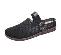 Women's Comfort Extra Wide Fit Flat Sandals Women's Sandals Spring Summer And Autumn Mesh Flying Woven Flat Toe Half Support Single Shoes Light Gold Heels for Womens (Black,5)