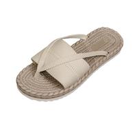 Women's Comfort Extra Wide Fit Flat Sandals Women's Summer Flat Sandals for Outdoor Vacations Lightweight Flops Casual Slippers White Wide Fit for Sandles Size 3 (Beige,4.5)
