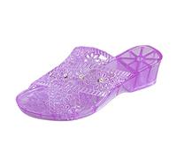 Womens Comfort Extra Wide Fit Low Heel Sandals Plastic Jelly Slippers Medium Heel Flat Thick Sole Casual Shoes Fashion Slippers Girls Size 13 UK Womens Pool Sliders 6 (Purple,4.50)