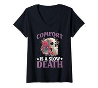 Womens Comfort is A Slow Death Motivation Discipline Growth - V-Neck T-Shirt