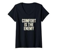 Womens Comfort Is The Enemy Motivational V-Neck T-Shirt