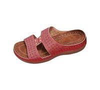 Women's Comfort Low Wedge Wedge Sandals Sliders Women's New Summer Casual Comfortable Open Toe Fish Mouth I Beam Thick Bottom Beach Slippers Designer Sliders Womens Slippers Size 42 (Red,6.5)