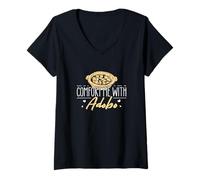 Womens Comfort Me With Adobo Funny Adobo Dish Lovers Filipino Pride V-Neck T-Shirt