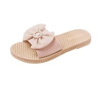 Women's Comfort Open Toe Flat Sandals Women's Slippers Spring Summer And Autumn Outdoor Slippers Bow For Going Out Home Bathroom Fashion Rubber Size 5 Womans (Pink,4.5)