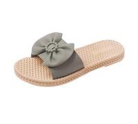 Women's Comfort Open Toe Flat Sandals Women's Slippers Spring Summer And Autumn Outdoor Slippers Bow For Going Out Home Bathroom Fashion Rubber Size 5 Womans (Green,5.)