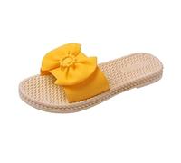 Women's Comfort Open Toe Flat Sandals Women's Slippers Spring Summer And Autumn Outdoor Slippers Bow For Going Out Home Bathroom Fashion Rubber Size 5 Womans (Yellow,6)