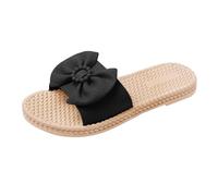 Women's Comfort Open Toe Flat Sandals Women's Slippers Spring Summer And Autumn Outdoor Slippers Bow For Going Out Home Bathroom Fashion Rubber Size 5 Womans (Black,4.5)