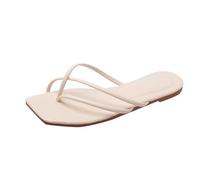 Women's Comfort Open Toe Flat Sandals Women's Summer Slippers With A Single Strap Casual Flat Bottom Outer Wear Thin Strap Slippers Gold for Womens Sliders Size 5 UK (White,5.)