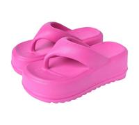 Women's Comfort Orthopedic Chunky Sandals Thick Slippers for Women Wearing Summer Korean Version Flops Casual High Heeled Slippers Black Sandles Womens Sandals Size 5 for Bunions (Hot Pink,6)
