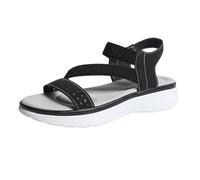 Women's Comfort Orthopedic Platform Sandals Women's Summer Outdoor Flat Soft Sole Comfortable Casual Closure Open Toe Sandals Strappy for Black Sandels Size 2 (Black,7)