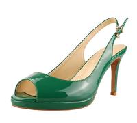 Women's Comfort Patent Leather Sexy Stiletto High Heel Platform Sandals Peep Toe Slingback Court Shoes Green Size 35