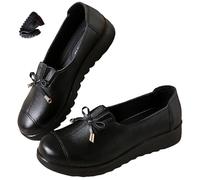 Women's Comfort Slip-on Loafers Premium Leather, Soft Sole & Comfortable Driving Shoes Non-Slip Arch Support Lightweight Walking Flats (Black,7.5)