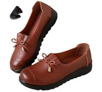 Women's Comfort Slip-on Loafers Premium Leather, Soft Sole & Comfortable Driving Shoes Non-Slip Arch Support Lightweight Walking Flats (Brown,6)