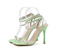 Women's Comfort Summer Open-Toe Evening Sandals - 11cm Stiletto - High Heels for Nightclubs, Wedding, Party,Green,4 UK