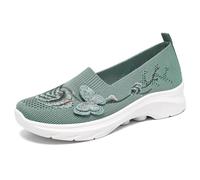 Women's Comfort Walking Shoes, Mesh Breathable Stretch Fit Orthopedic Sneakers with Arch Support, Non Slip Low Top Trainers Green