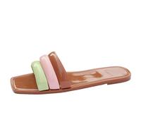 Women's Comfort Wide Fit Flat Sandals Women's Summer Sandals Flat Square Head Comfortable And Lightweight Outdoor Wear Beach Vacation Large Size Casual Designer Sliders Size 7 Swim (Brown,6.5)