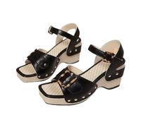 Women's Comfortable Ankle Strap Block Heel Shoes Womens Platform Sandals 2026 Chunky Block Heel Square Open Toe High Heels Buckle Ankle Strap Comfortable Tan Wege Sandal Womens Leather (Black,7.5)
