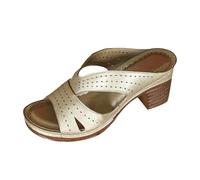 Womens Comfortable Ankle Strap Block Heel Shoes Women's Summer Casual Comfortable Roman Women's Slope Heel Slippers Chunky Slippers Sliders Wide Fit Womens Yellow for Girls (Gold,7)