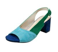 Women's Comfortable Ankle Strap Block Heel Shoes Women's Summer foreign Trade Big Yards High Heeled Sandals In Europe And The States Style Tan Flat Sandals for Ladies (Blue,37)